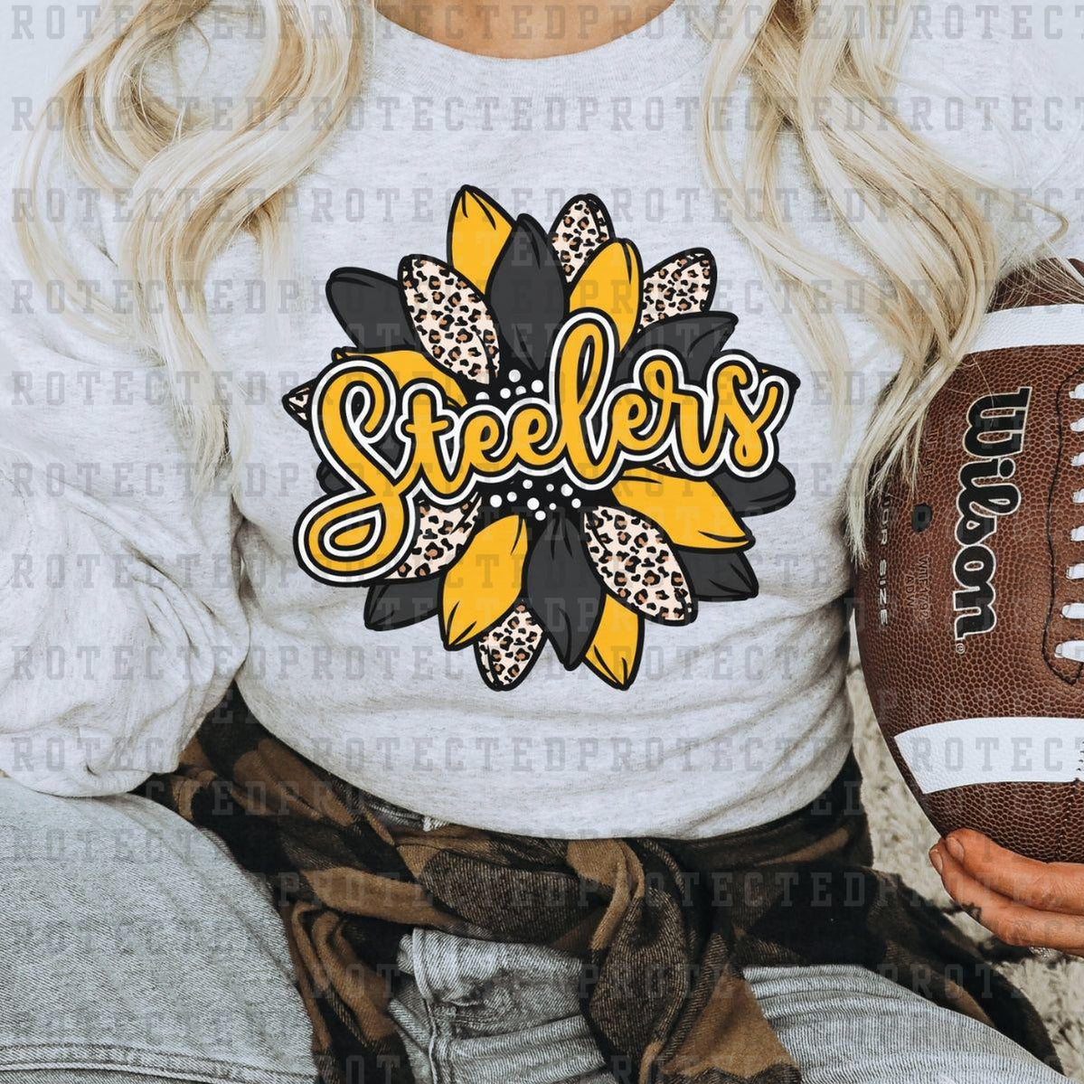 STEELERS FOOTBALL LEOPARD SUNFLOWER - DTF TRANSFER