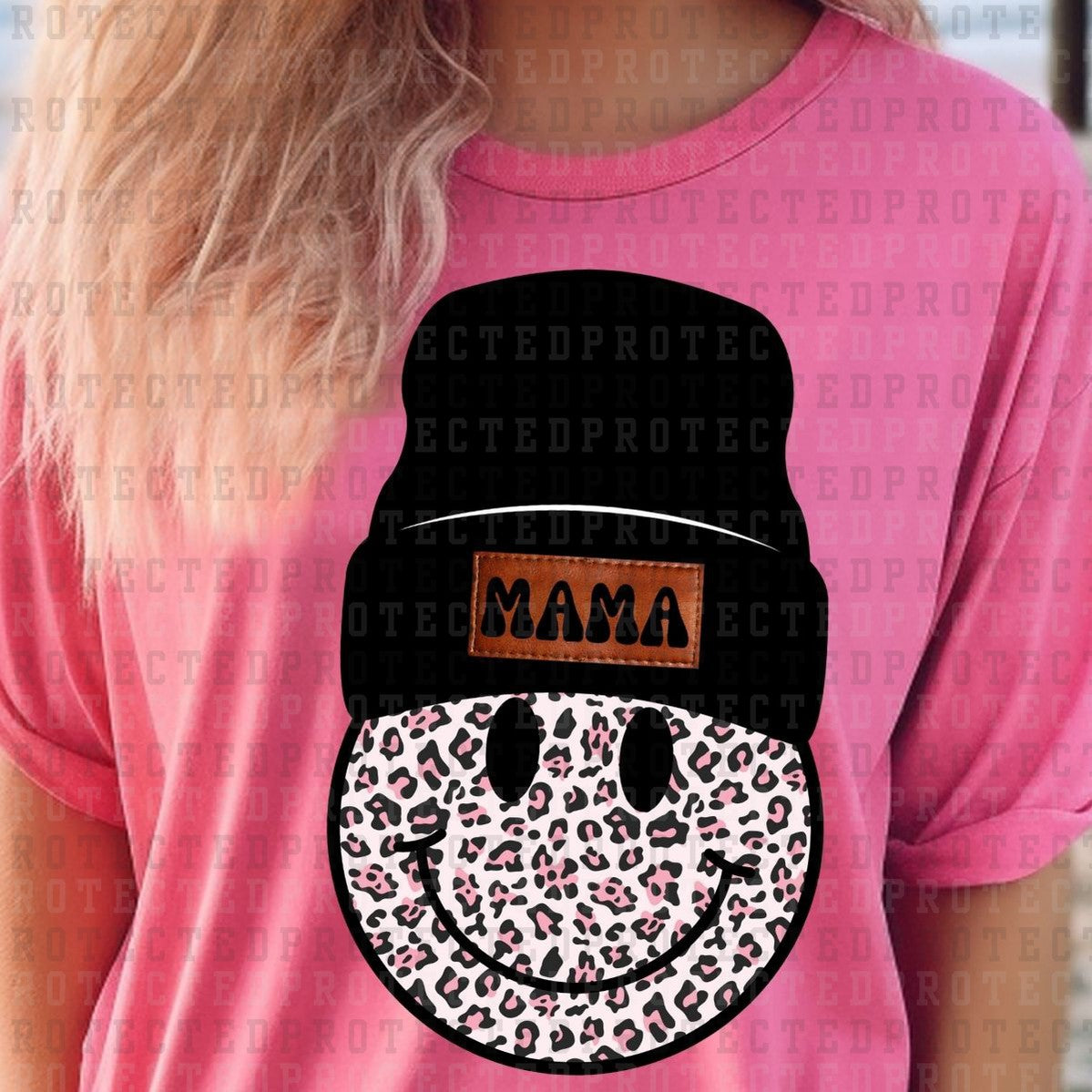 MAMA BEANIE SMILEY ANIMAL PRINT *15* - DTF TRANSFER