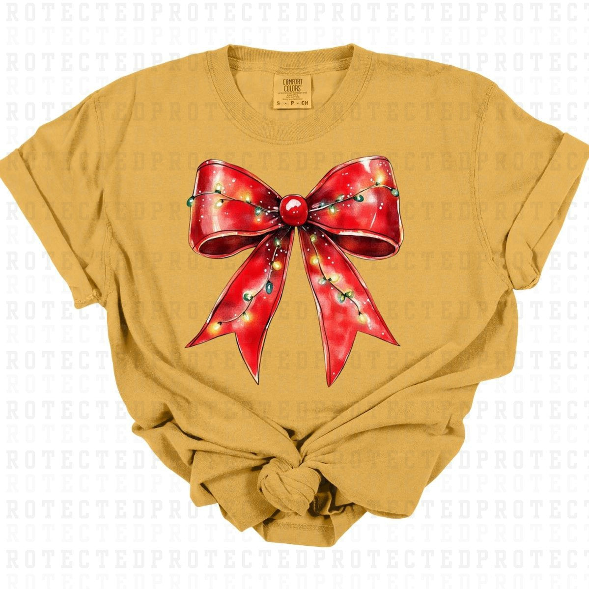 COQUETTE CHRISTMAS BOW WRAPPED IN LIGHTS - DTF TRANSFER