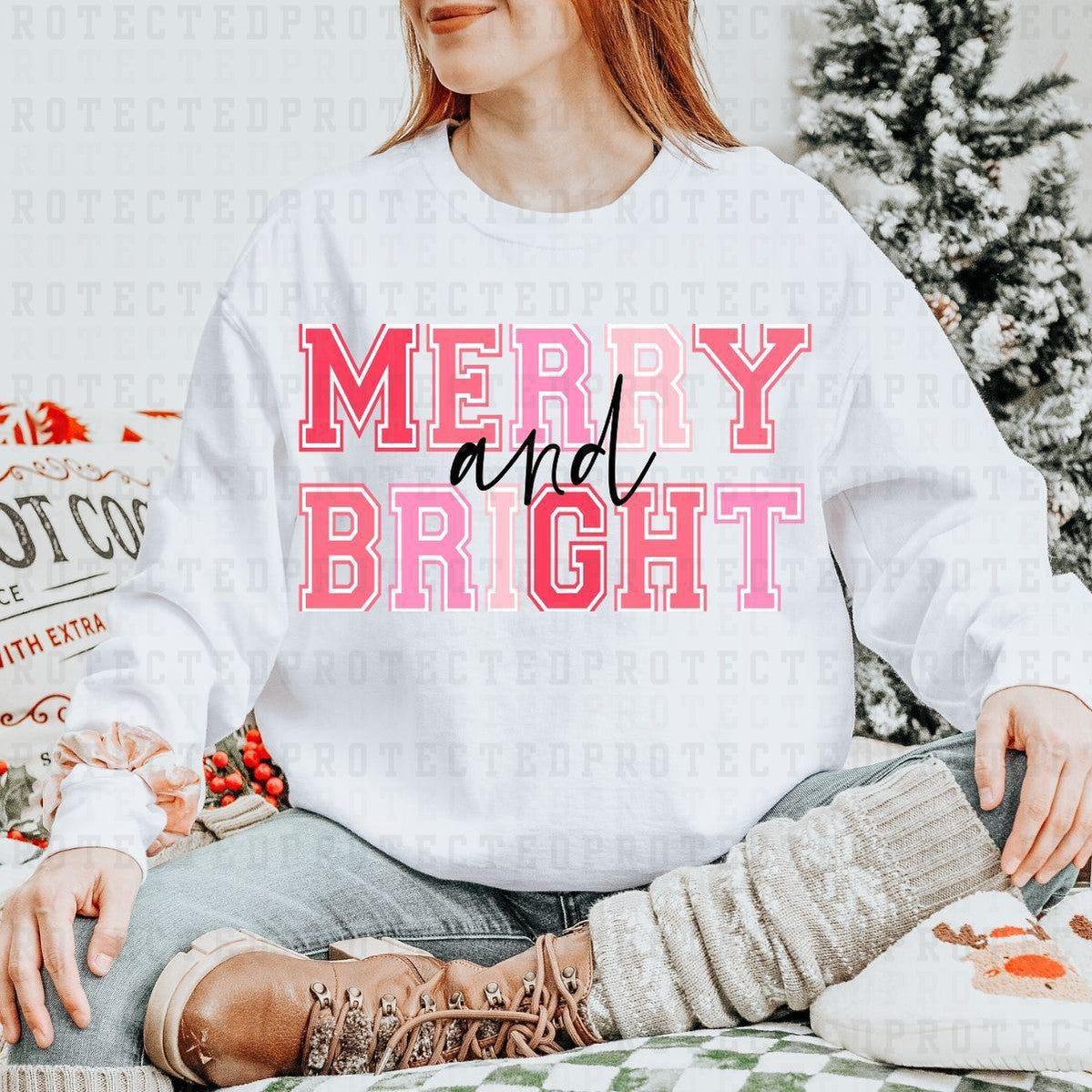 MERRY AND BRIGHT *RED PURPLE PINK* - DTF TRANSFER