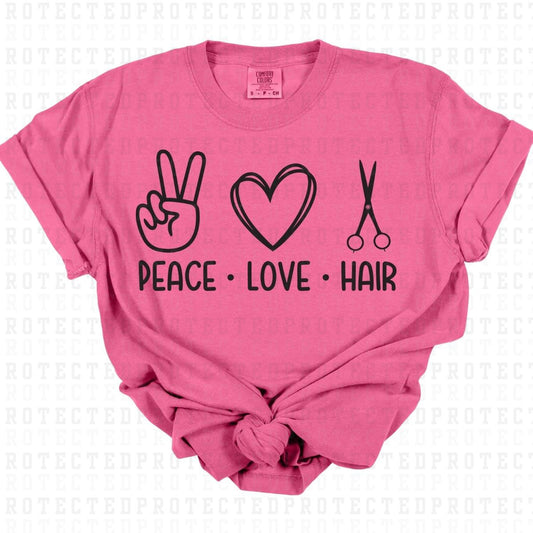 PEACE LOVE HAIR *SINGLE COLOR* - DTF TRANSFER