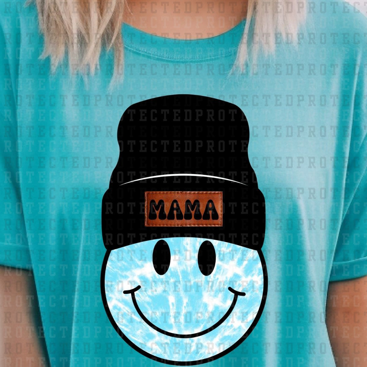 MAMA BEANIE SMILEY TIE DYE *20* - DTF TRANSFER