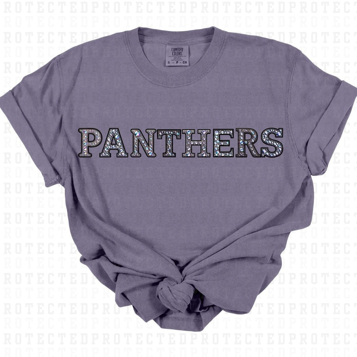 PANTHERS *FAUX RHINESTONES* - DTF TRANSFER