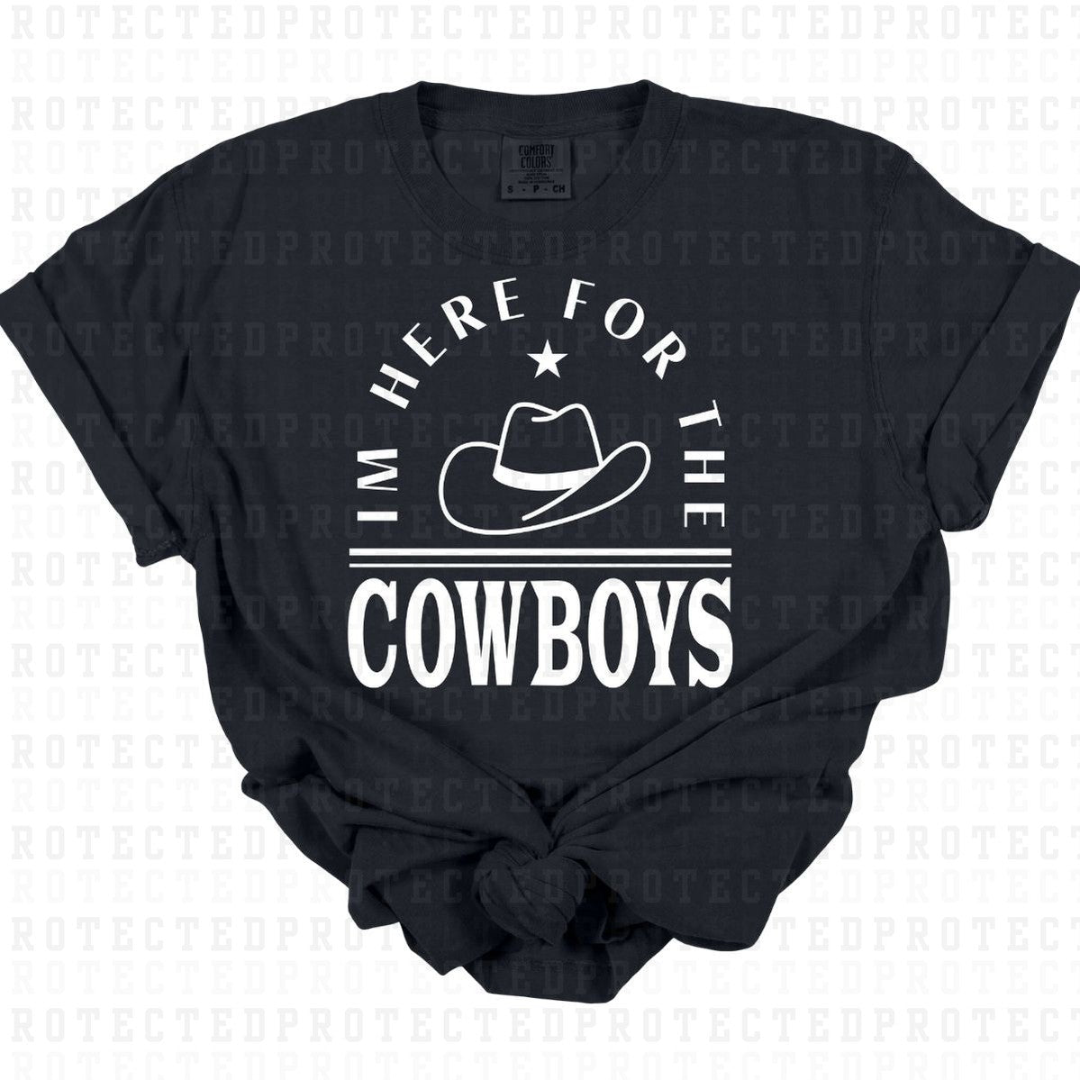 IM HERE FOR THE COWBOYS *WHITE - SINGLE COLOR* - DTF TRANSFER