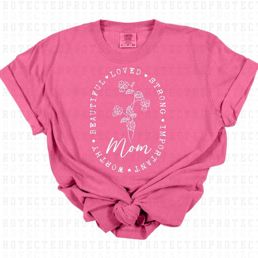 FLORAL MOM *WHITE - SINGLE COLOR* - DTF TRANSFER