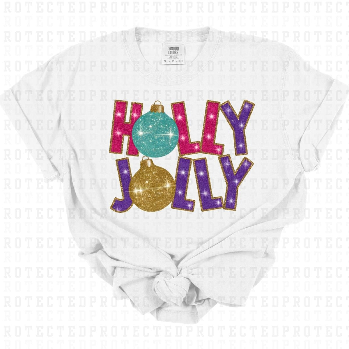 HOLLY JOLLY *FAUX SEQUIN* - DTF TRANSFER