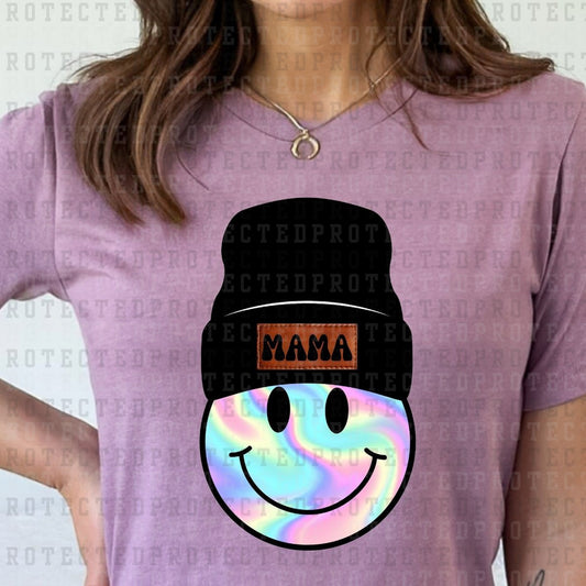 HOLOGRAPHIC MAMA SMILEY BEANIE - DTF TRANSFER