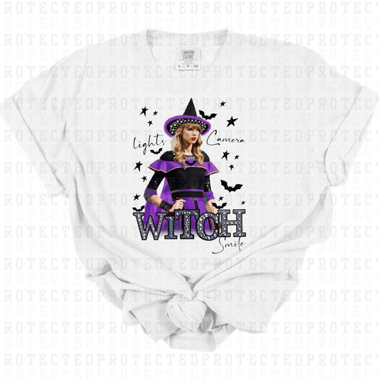 LIGHTS CAMERA WITCH *FAUX RHINESTONES/T.SWIFT* - DTF TRANSFER