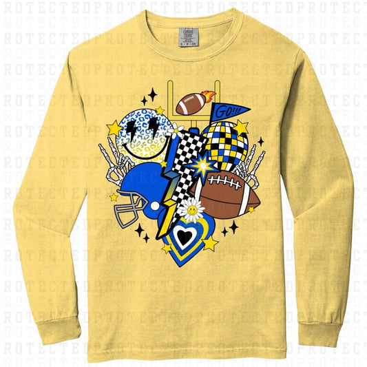 RETRO FOOTBALL *BLUE YELLOW BLACK WHITE* - DTF TRANSFER