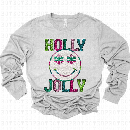 HOLLY JOLLY *FAUX SEQUIN* - DTF TRANSFER