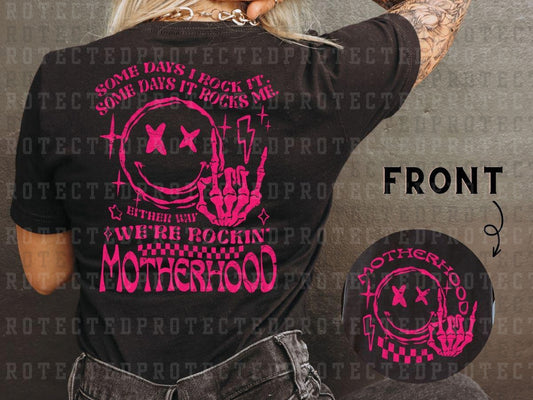 WE'RE ROCKING MOTHERHOOD (SINGLE COLOR/POCKET/BACK) - DTF TRANSFER