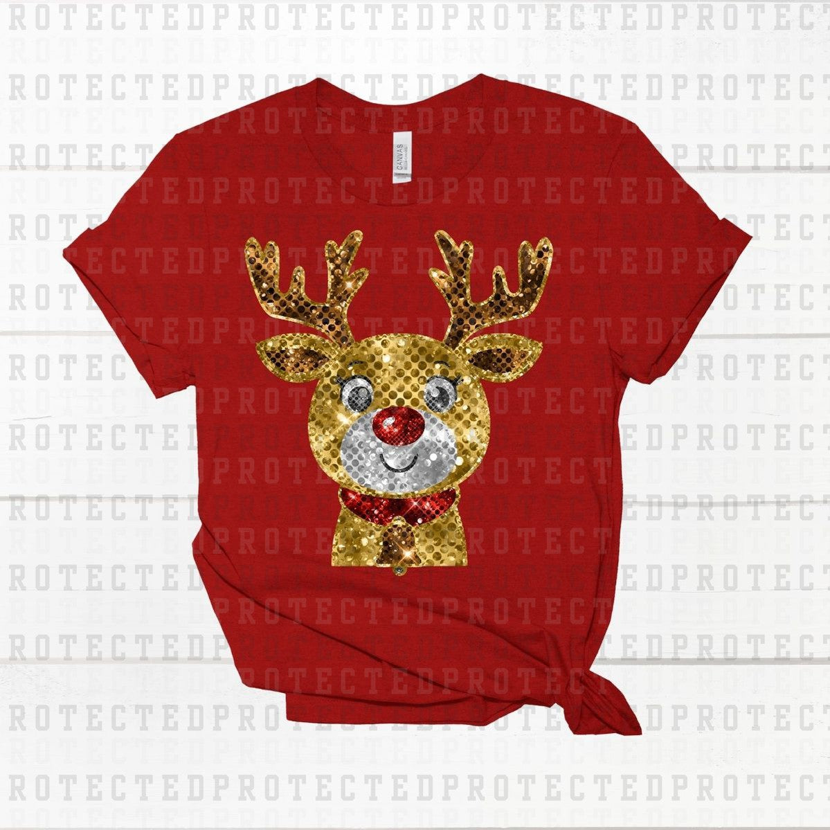 RUDOLPH THE RED NOSE REINDEER *FAUX SEQUIN* - DTF TRANSFER