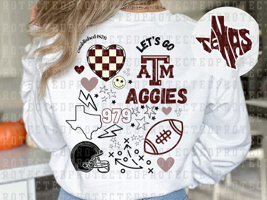 LETS GO AGGIES (POCKET/BACK) - DTF TRANSFER