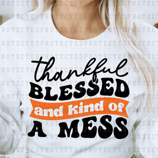 THANKFUL BLESSED AND KIND OF A MESS - DTF TRANSFER