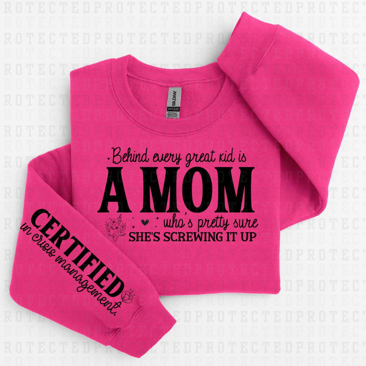 A MOM *SINGLE COLOR - SLEEVE DESIGN COMES IN 6"* (FULL FRONT/1 SLEEVE) - DTF TRANSFER