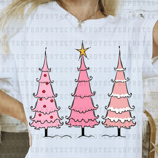 CHRISTMAS TREES PINK -  DTF TRANSFER