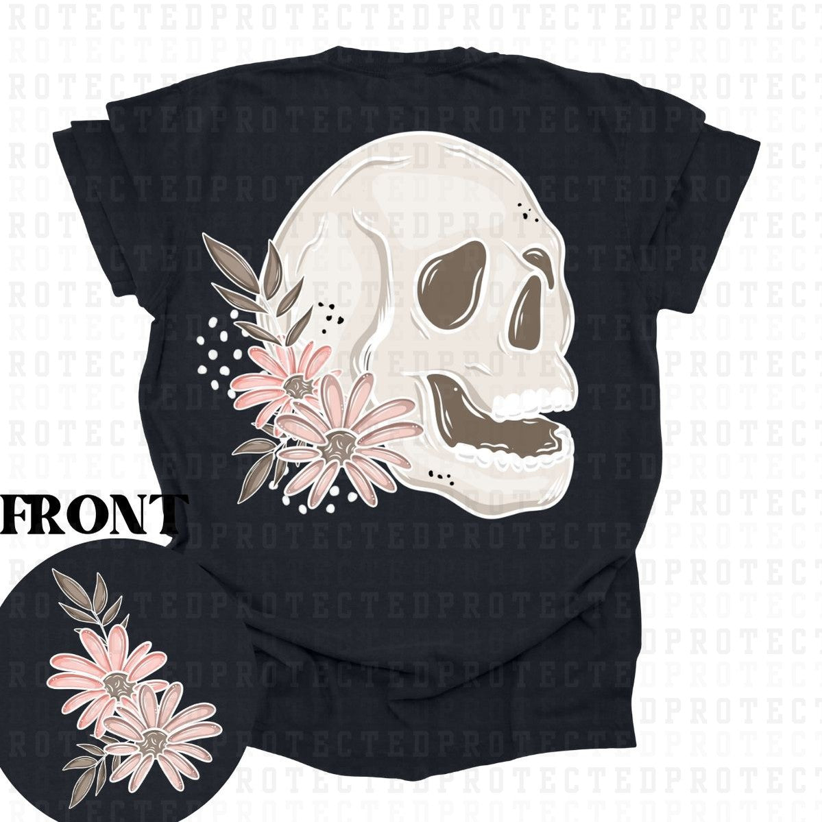 FLORAL SKULL (POCKET/BACK)- DTF TRANSFER