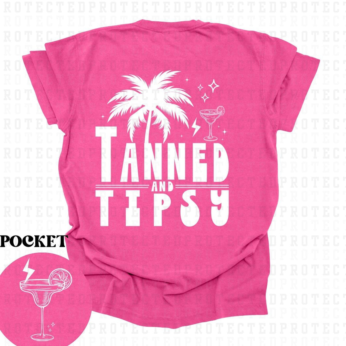 TANNED & TIPSY *SINGLE COLOR*(POCKET/BACK)- DTF TRANSFER