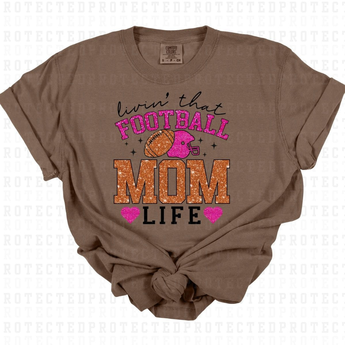 FOOTBALL MOM LIFE *FAUX SEQUIN* - DTF TRANSFER