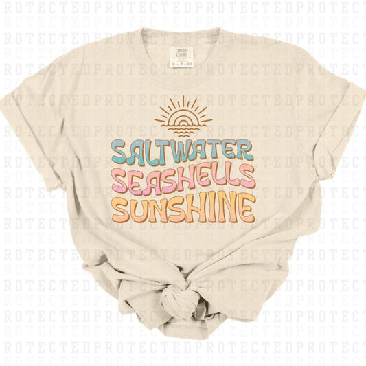 SALTWATER SEASHELLS SUNSHINE *W/GRUNGE* - DTF TRANSFER