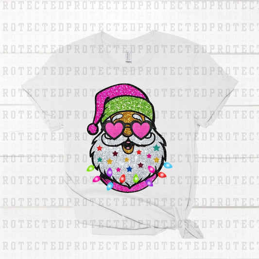 SANTA WITH HEART EYE SUNNIES *FAUX SEQUIN* - DTF TRANSFER