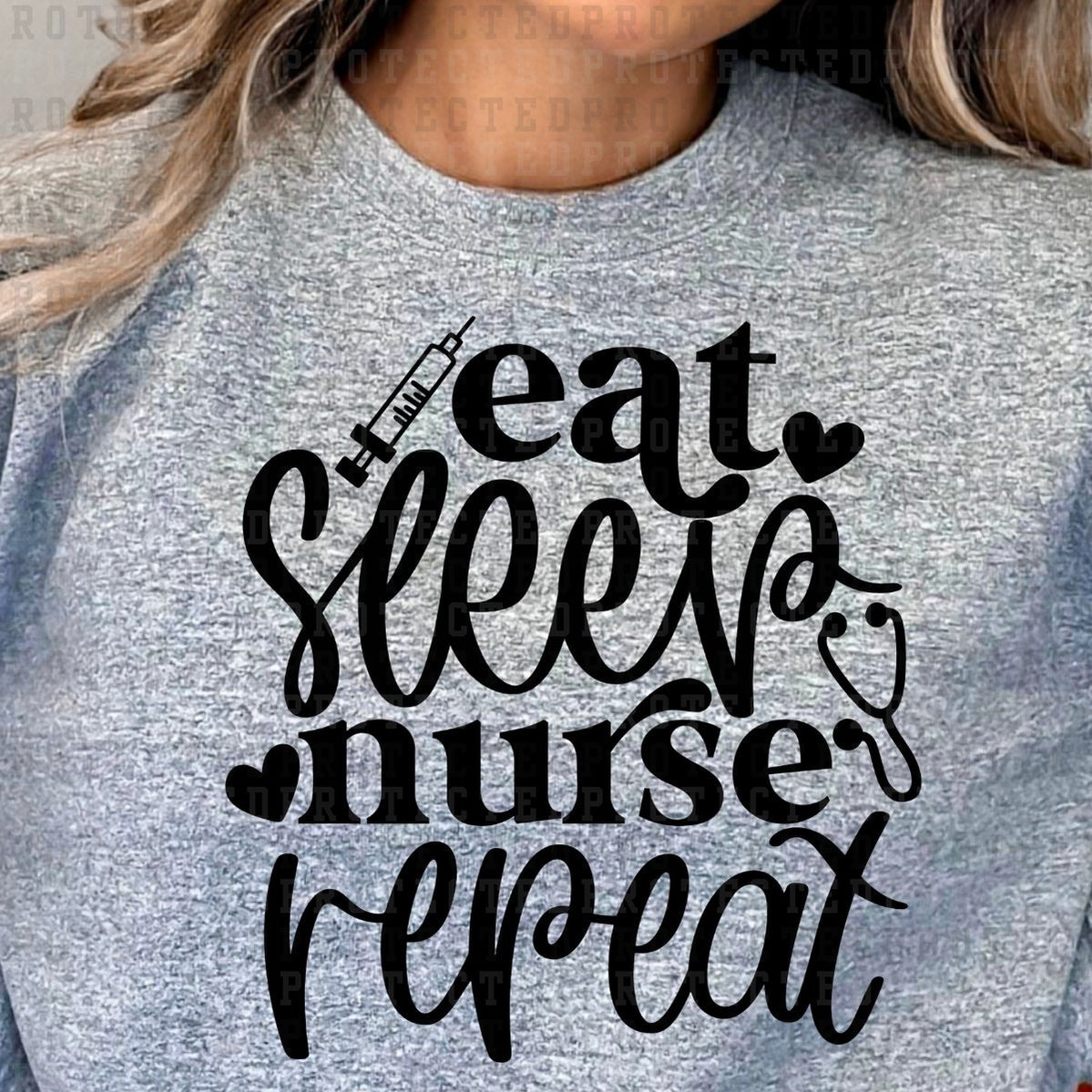 EAT SLEEP NURSE REPEAT *SINGLE COLOR* - DTF TRANSFER