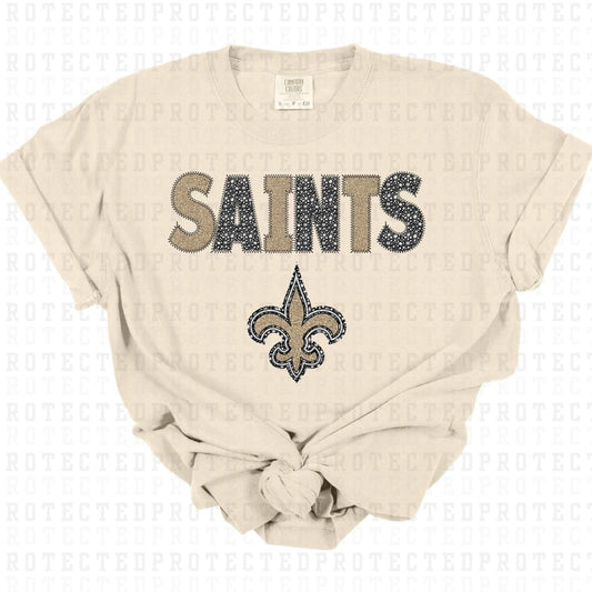 SAINTS *FAUX RHINESTONES/FAUX SEQUIN* - DTF TRANSFER