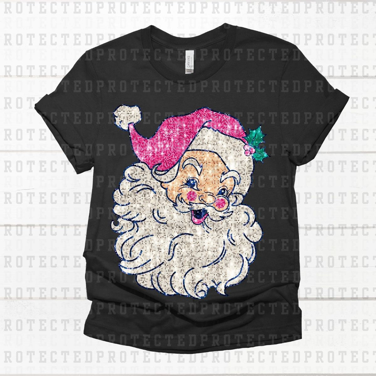 PINK SANTA *FAUX SEQUIN* - DTF TRANSFER