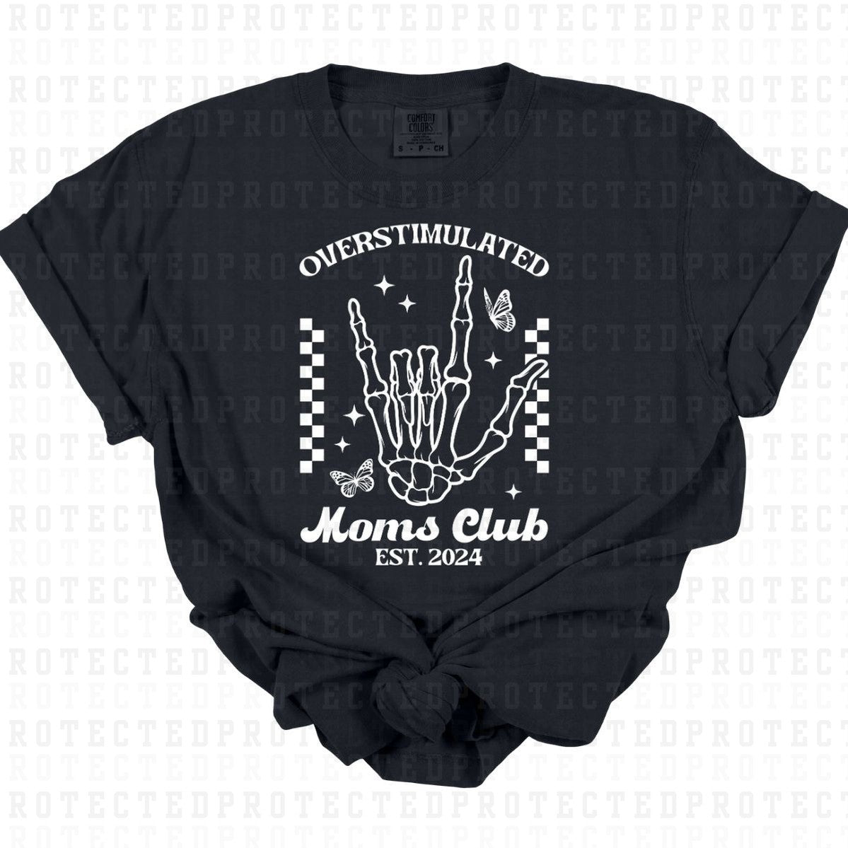 OVERSTIMULATED MOMS CLUB *WHITE - SINGLE COLOR* - DTF TRANSFER