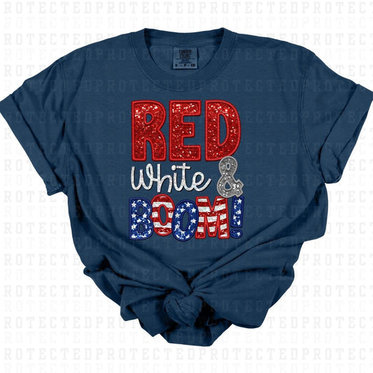 RED WHITE & BOOM *FAUX SEQUIN* - DTF TRANSFER