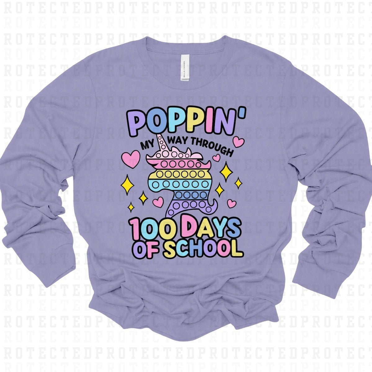 POPPIN MY WAY THROUGH 100 DAYS OF SCHOOL *UNICORN W/ BLACK FONT* - DTF TRANSFER