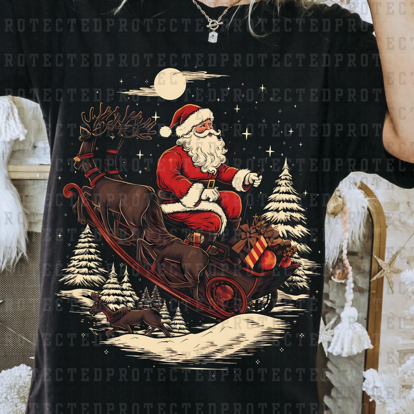 SANTA SLEIGH *BLACKOUT* - DTF TRANSFER