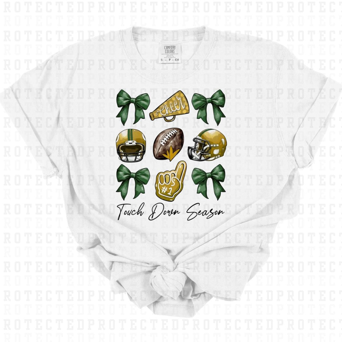 COQUETTE TOUCHDOWN SEASON *GREEN/GOLD* - DTF TRANSFER