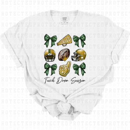 COQUETTE TOUCHDOWN SEASON *GREEN/GOLD* - DTF TRANSFER