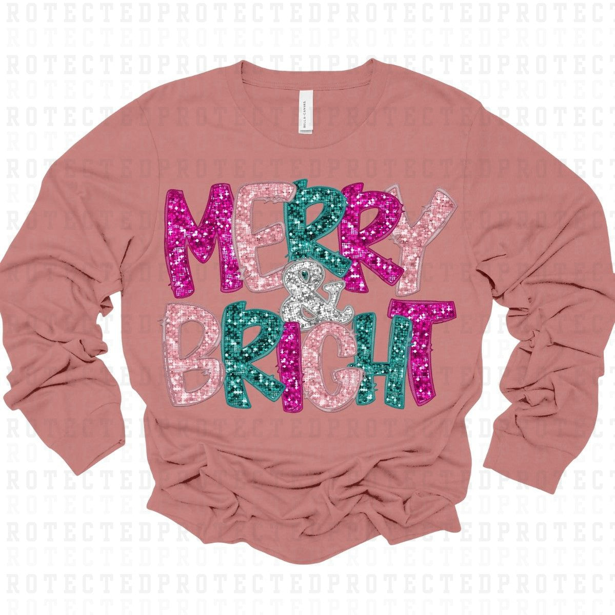 MERRY & BRIGHT *FAUX SEQUIN* - DTF TRANSFER