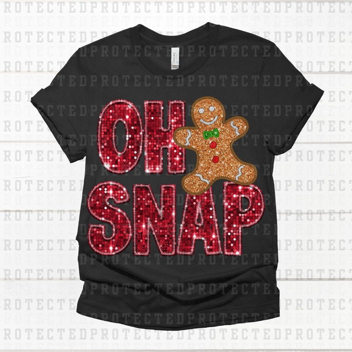 OH SNAP GINGERBREAD MAN *FAUX SEQUIN* - DTF TRANSFER