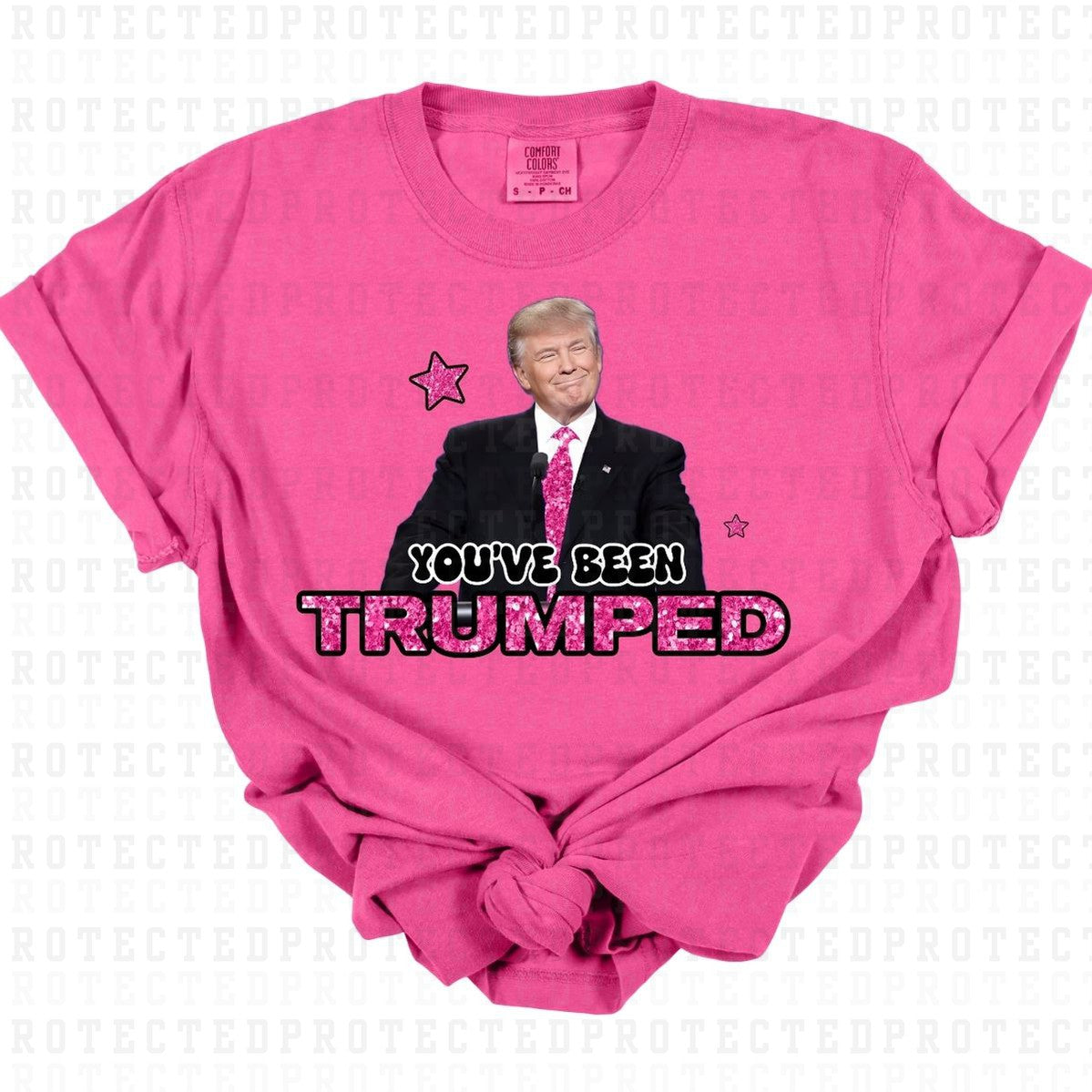 YOU'VE BEEN TRUMPED *FAUX SEQUIN/DONALD TRUMP* - DTF TRANSFER