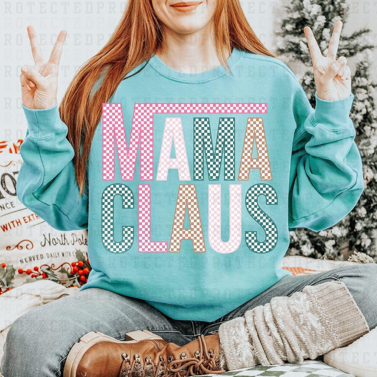 MAMA CLAUS CHECKERED - DTF TRANSFER