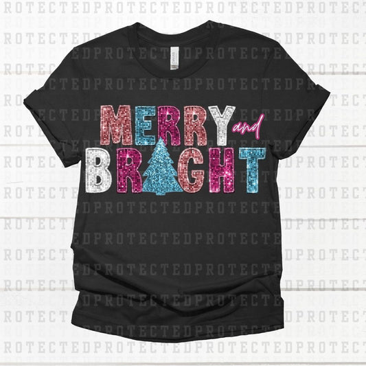 MERRY AND BRIGHT *MULTICOLOR* *FAUX SEQUIN* - DTF TRANSFER