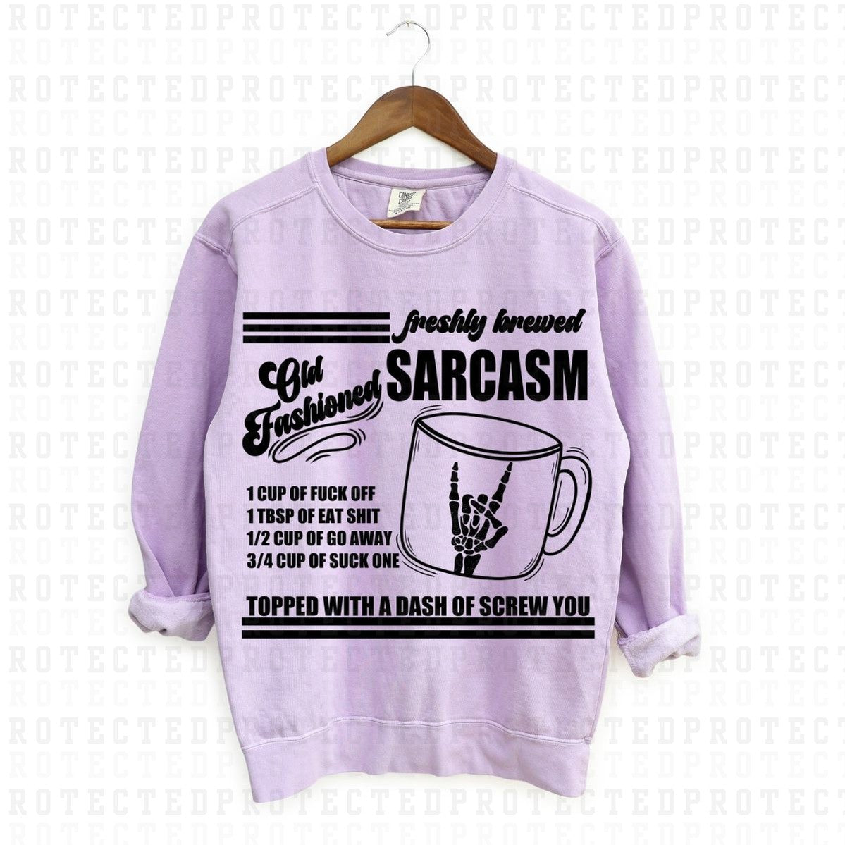 FRESHLY BREWED SARCASM *SINGLE COLOR* - DTF TRANSFERD