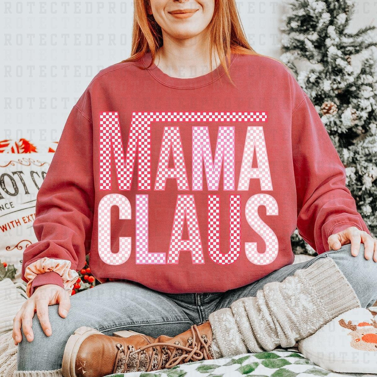 MAMA CLAUS CHECKERED - DTF TRANSFER