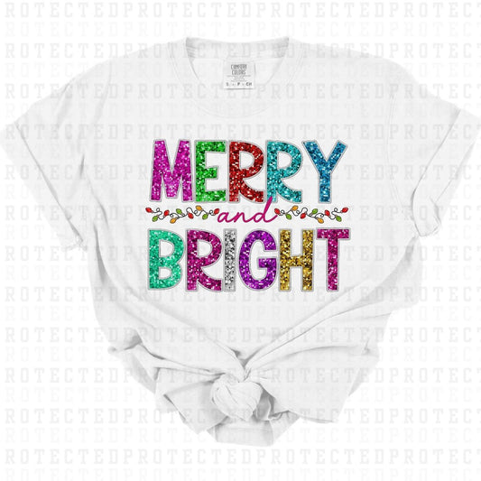 MERRY & BRIGHT *FAUX SEQUIN* - DTF TRANSFER