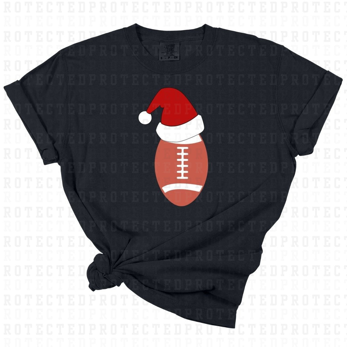 FOOTBALL *W/ SANTA HAT* - DTF TRANSFER