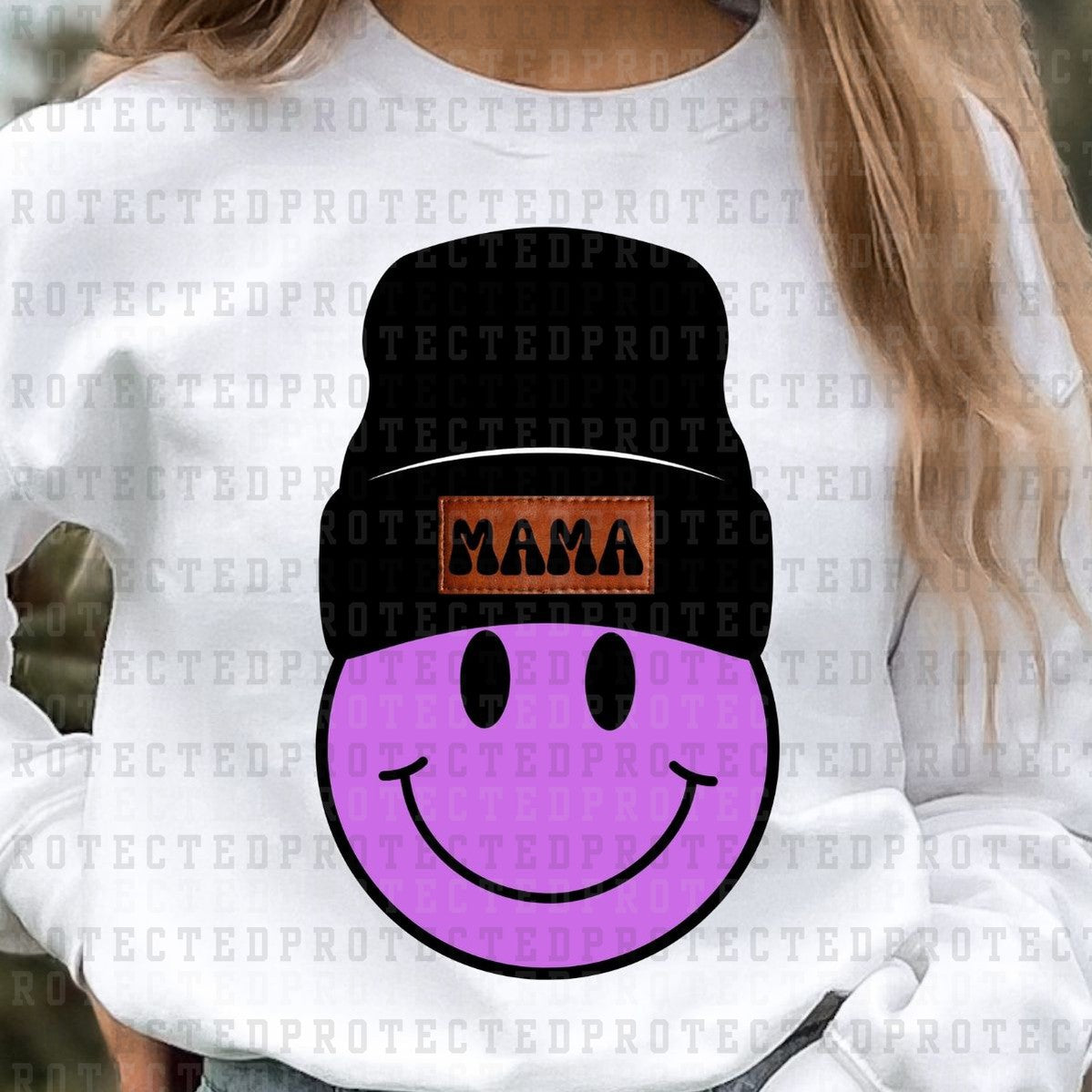 PURPLE MAMA SMILEY BEANIE - DTF TRANSFER