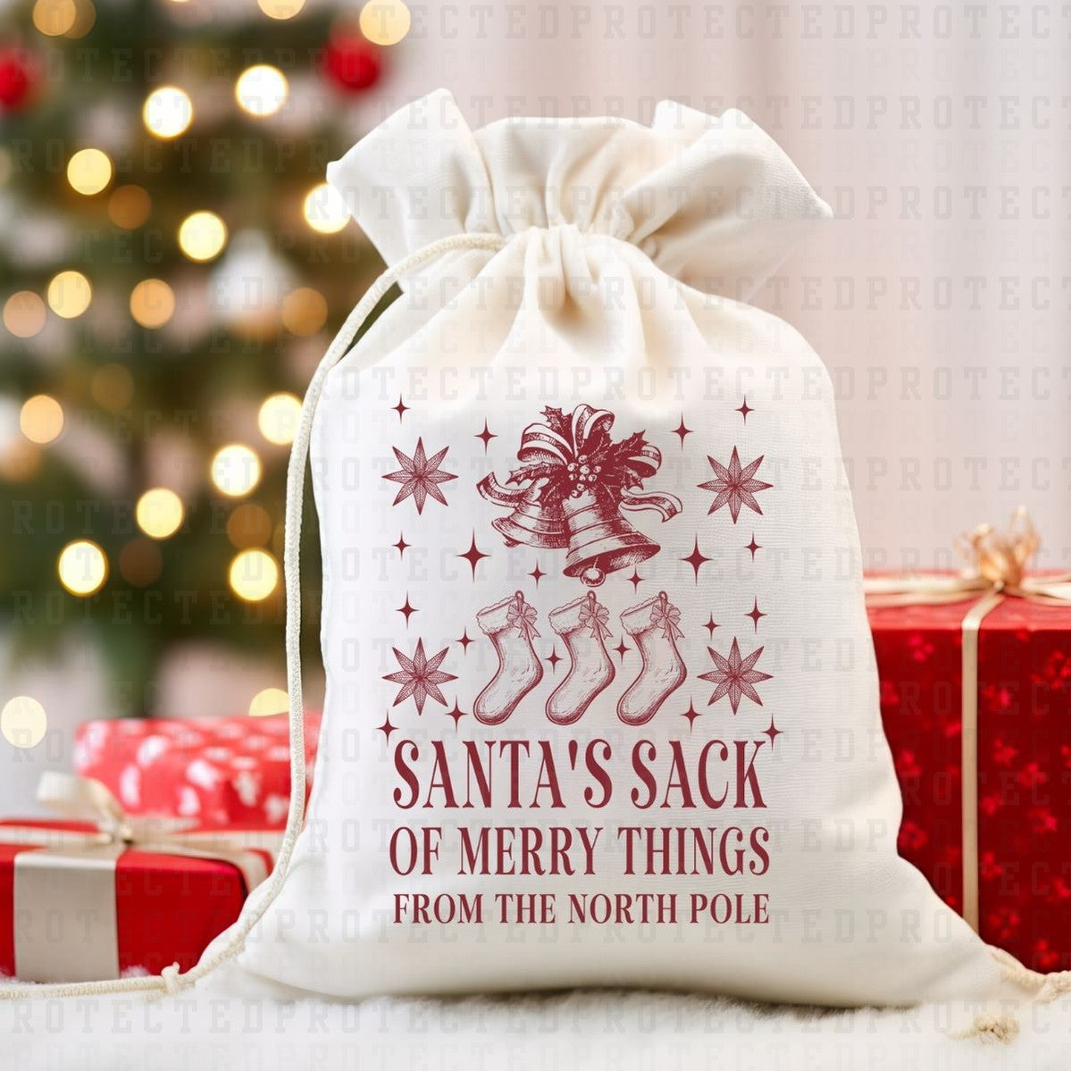 SANTAS SACK OF MERRY THINGS *SINGLE COLOR* - DTF TRANSFER