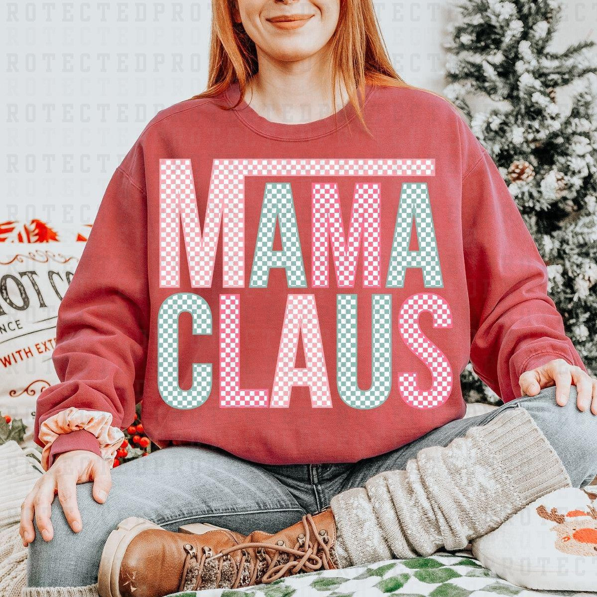 MAMA CLAUS CHECKERED - DTF TRANSFER