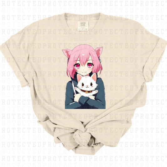 ANIME GIRL & CAT - DTF TRANSFER