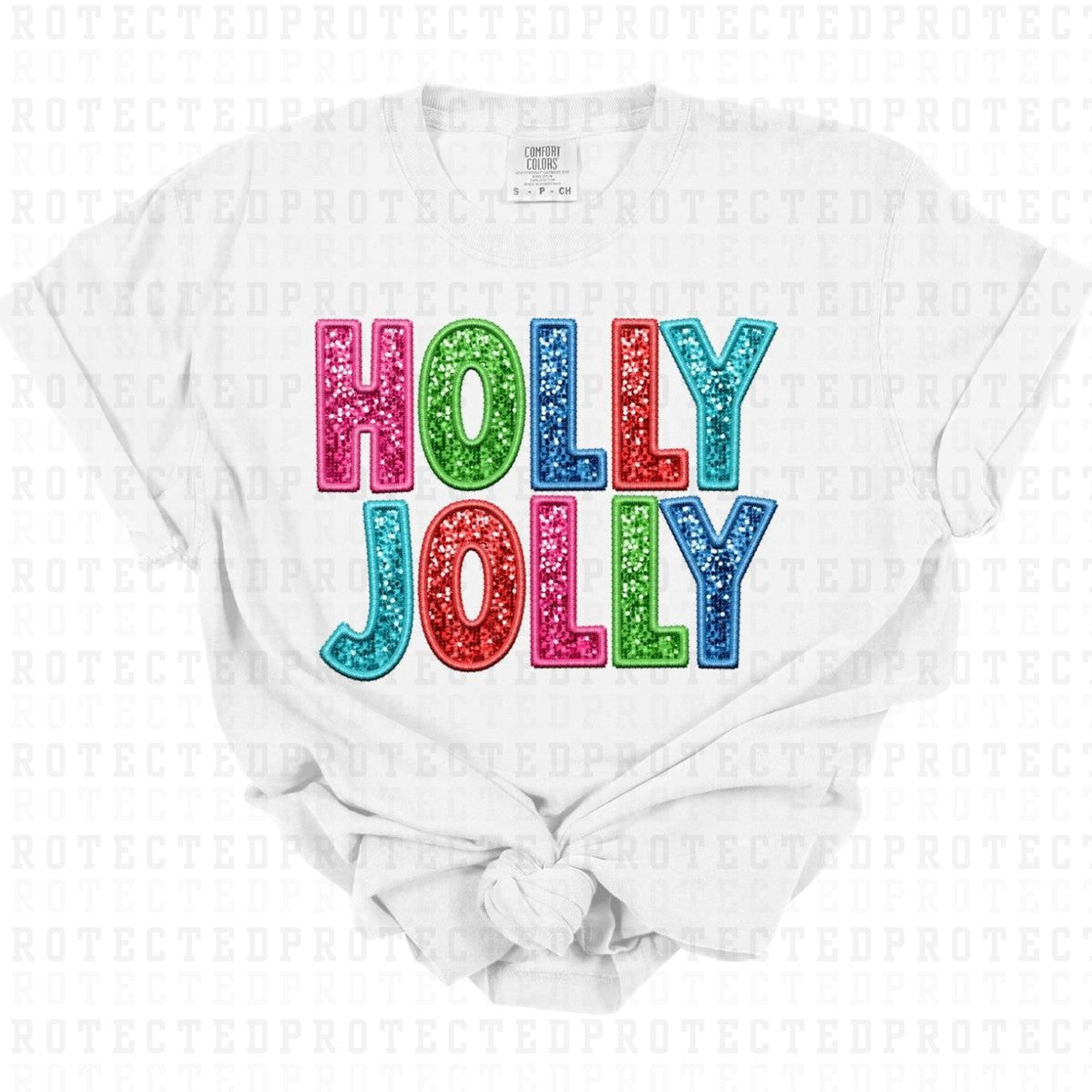 HOLLY JOLLY *FAUX SEQUIN* - DTF TRANSFER