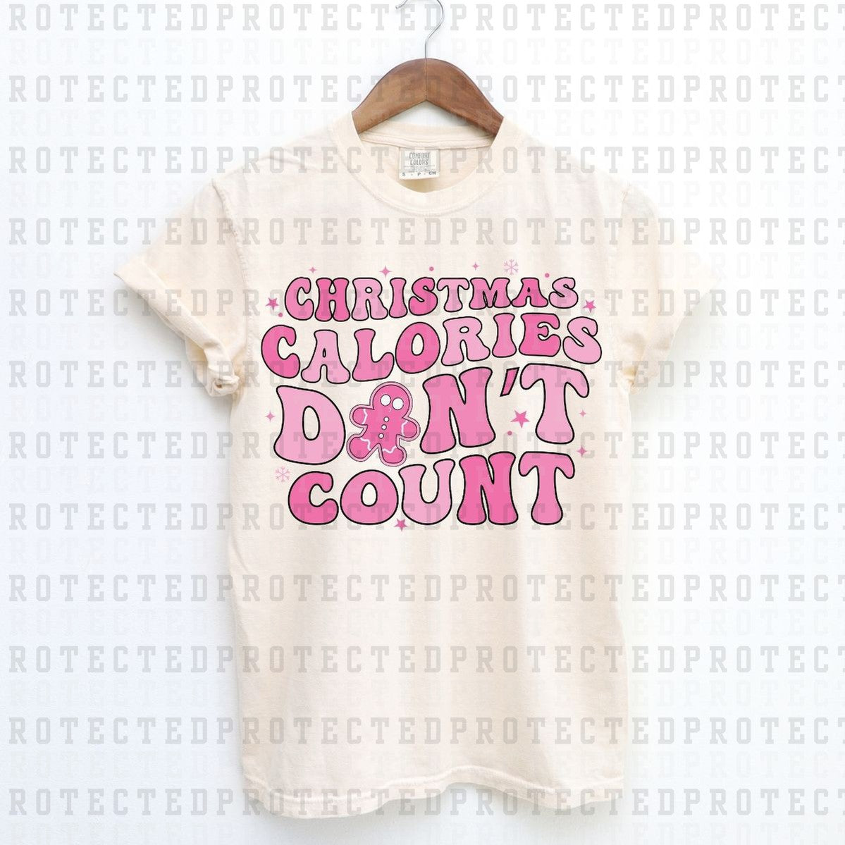 CHRISTMAS CALORIES DONT COUNT *PINK* -  DTF TRANSFER