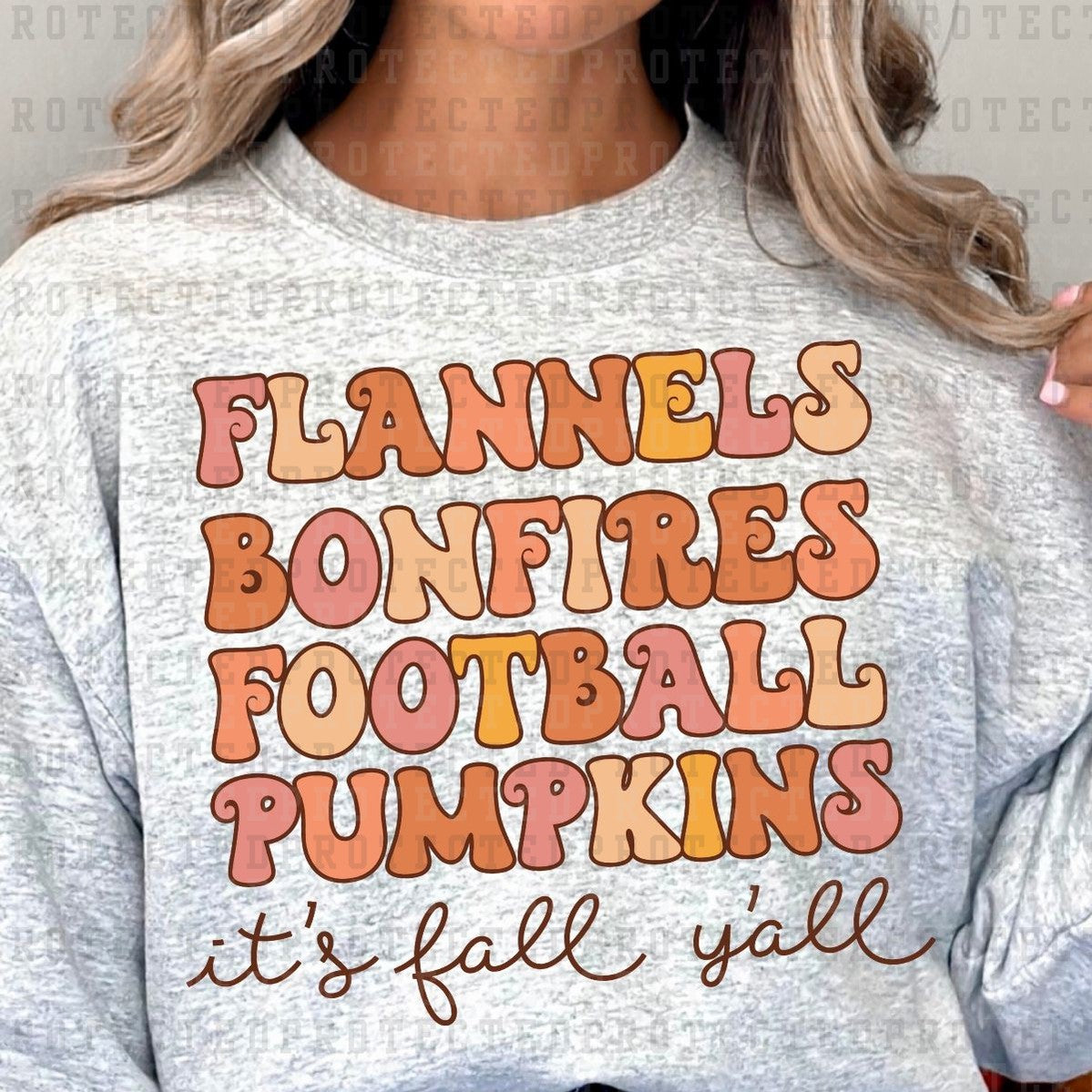 FLANNELS BONFIRES FOOTBALL PUMPKINS ITS FALL YALL - DTF TRANSFER